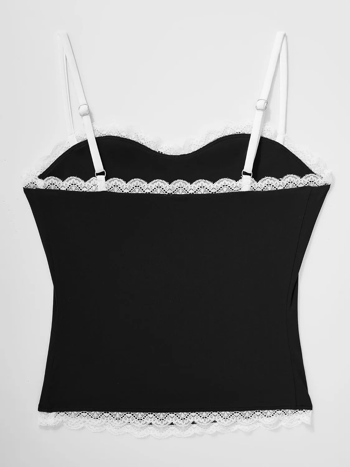 OMKAGI Lace Tank Tops for Women Sexy Double Lined Y2K Going Out Basic Cami Shirt