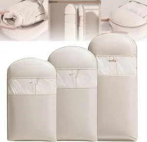 Otherwise Garment Bags, 2025 Space Saving Hanging Garment Bag with Self Compression Zipper, Winter Coat Storage, Heavy Duty Garment Bags for Down Coat (beige, X-Large)