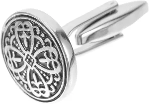Pair of Unisex Vintage Floral Cufflinks Sleeves Buttons in Silver Black Classic Cufflinks for Men Women
