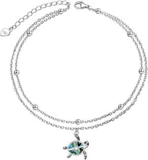 Palpitate Turtle Anklet Bracelets for Women Sea turtle Anklets 925 Sterling Silver Sea Ocean Anklets Layered Beach Chain Jewelry Gifts
