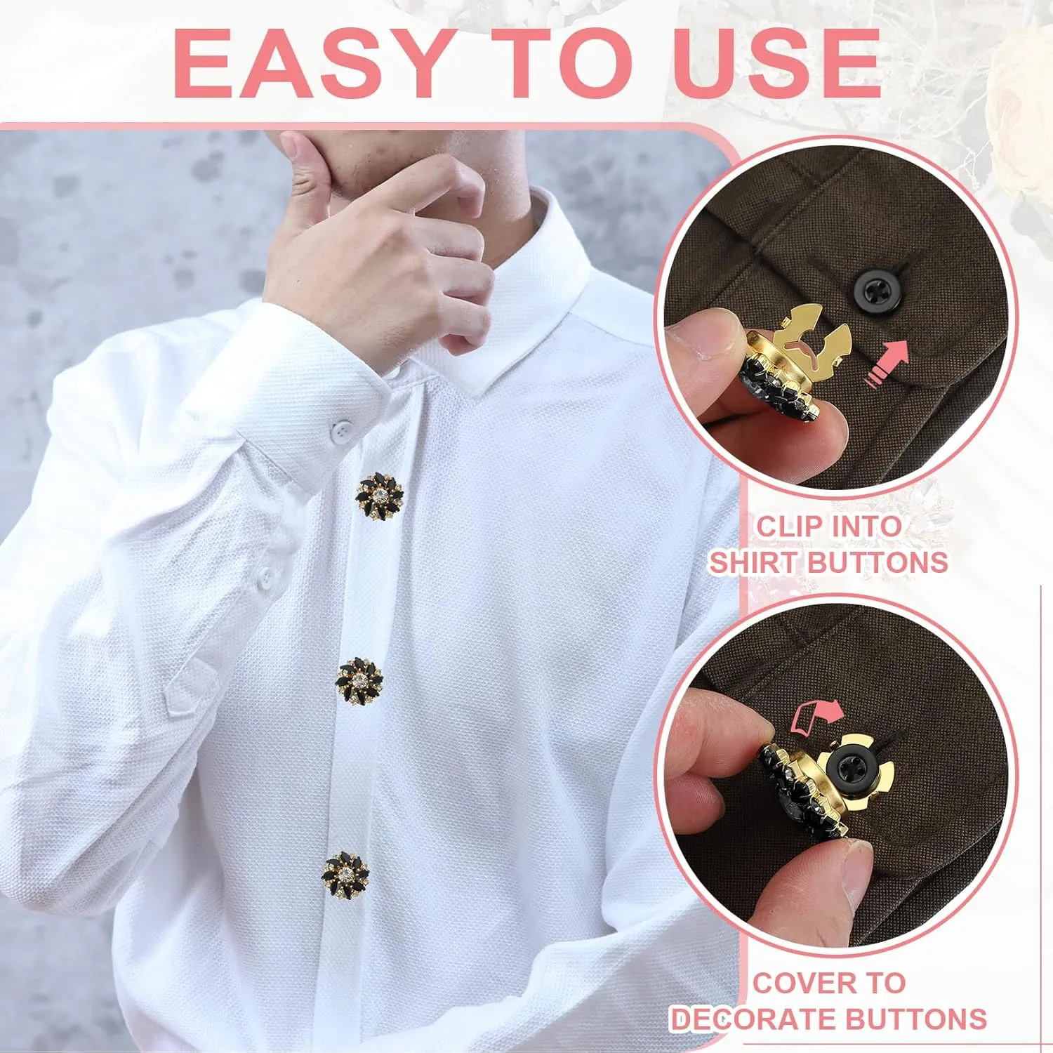 PATIKIL Button Covers for Women, 4 Pcs Rhinestone Button Cover Crystal Cuff Links Cufflinks for Men Shirts Blouses Sleeve Dress Tuxedo Business, Lake Blue