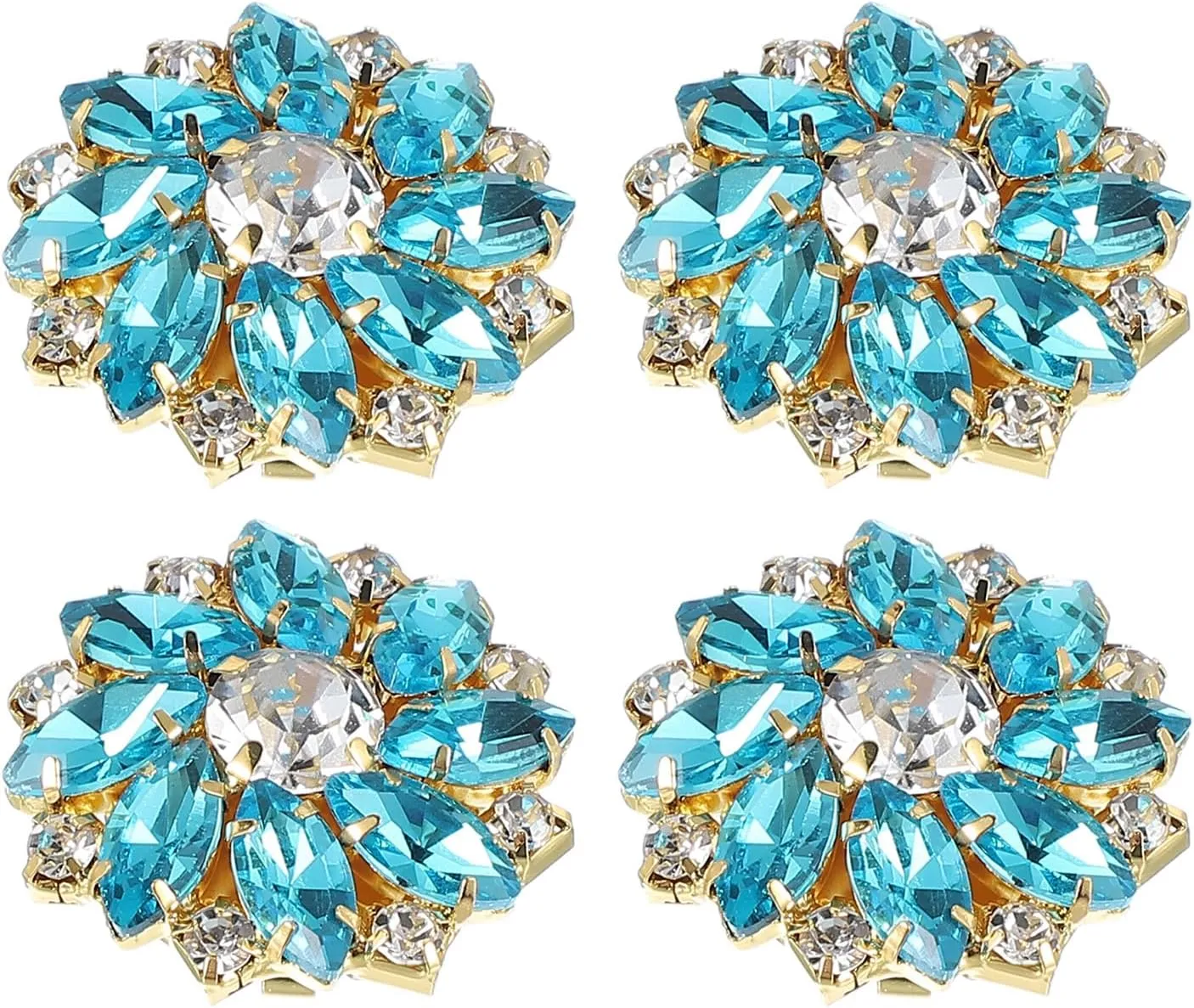 PATIKIL Button Covers for Women, 4 Pcs Rhinestone Button Cover Crystal Cuff Links Cufflinks for Men Shirts Blouses Sleeve Dress Tuxedo Business, Lake Blue