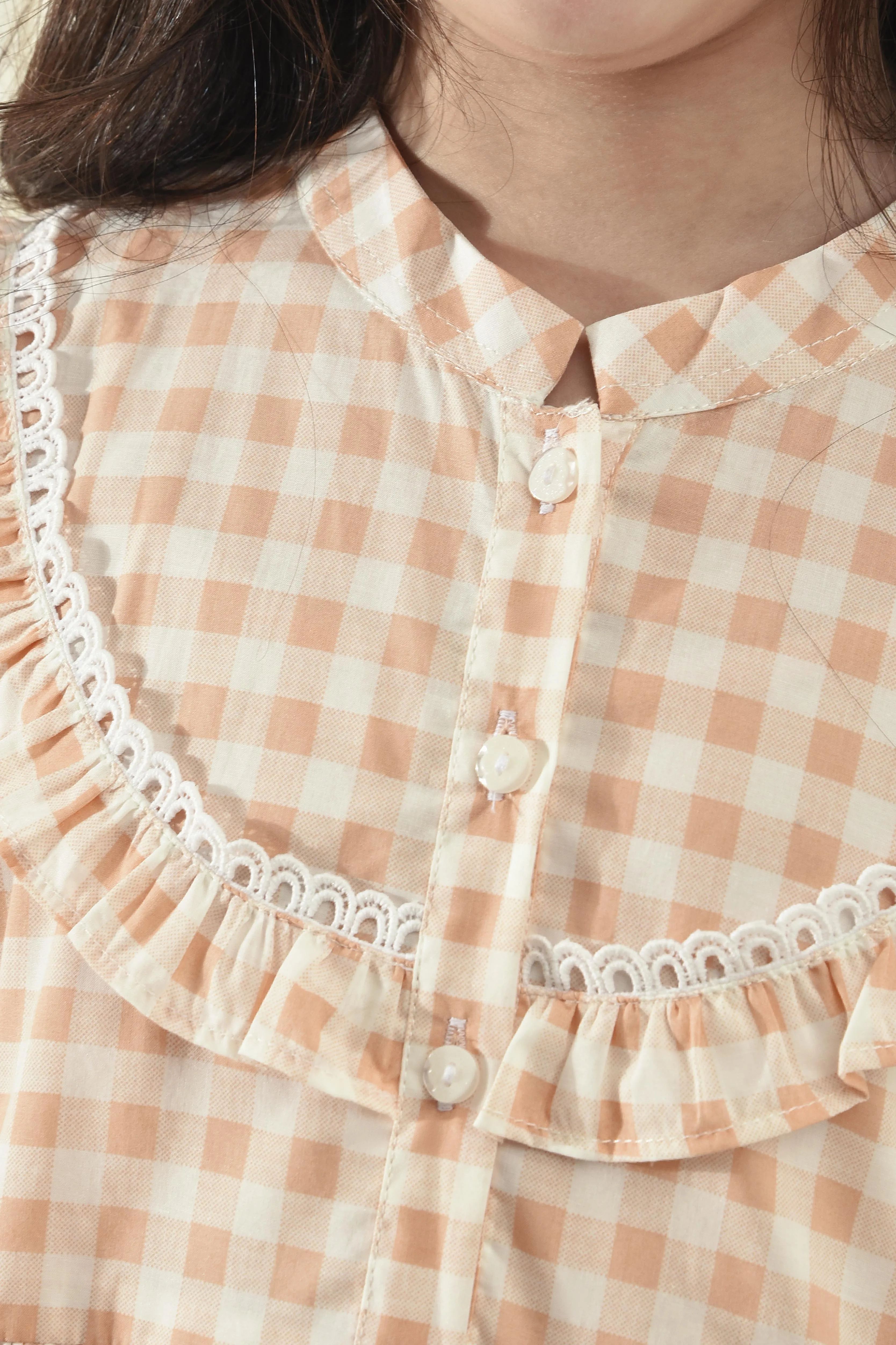 Peach Frill Blouse Top
