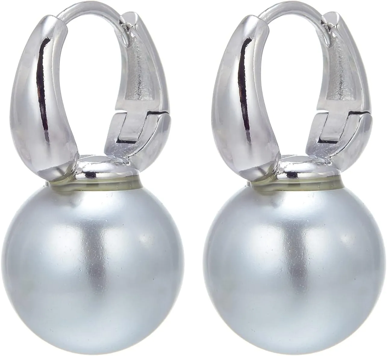 Pearl Drop Earrings, 14mm Elegant Big Pearl Earrings for Women, 14K Gold Plated Hoop Clasp, Pearl Dangle Earrings for Gift