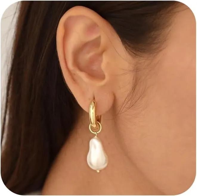 Pearl Earrings for Woman Gold Dangle Aesthetic Dainty Pearl Drop Earrings for Woman Gift and Wedding