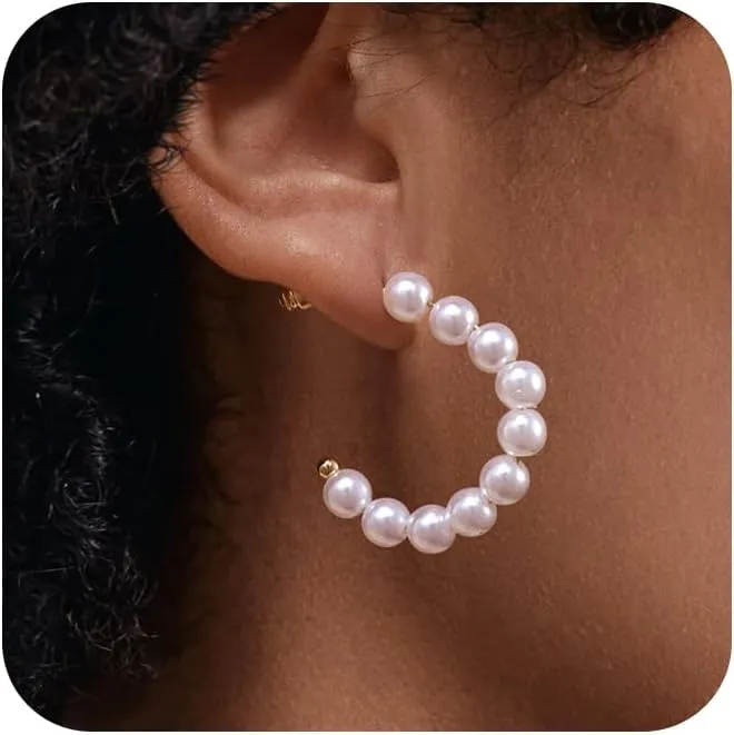 Pearl Earrings for Woman Gold Dangle Aesthetic Dainty Pearl Drop Earrings for Woman Gift and Wedding