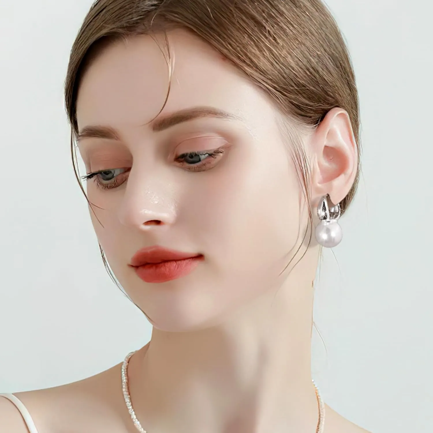 Pearl Earrings for Women 14K Gold Sterling Silver Drop Quality Handpicked AAA  Freshwater Cultured Round Pearls Dangle Earrings Wedding Jewelry for Women Gifts