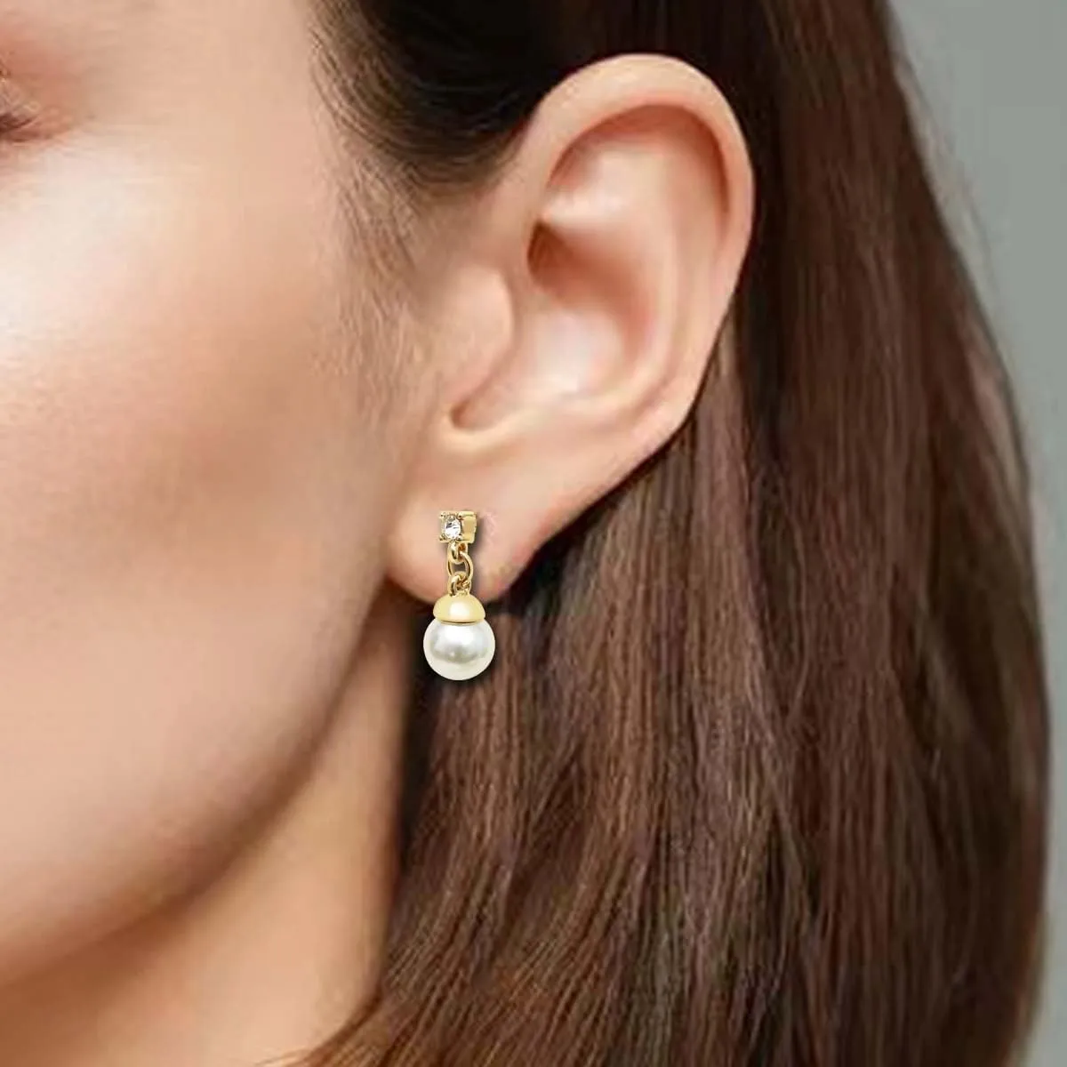 Pearl Earrings for Women dangling 14K Gold Pearl Drop Earrings Stud 5A Diamond Dangle Fashion Elegent Jewelry