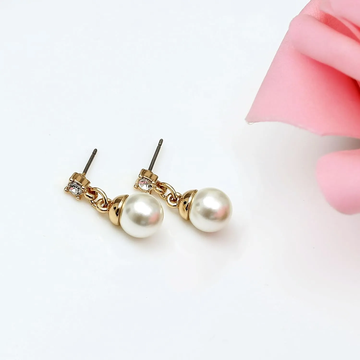 Pearl Earrings for Women dangling 14K Gold Pearl Drop Earrings Stud 5A Diamond Dangle Fashion Elegent Jewelry