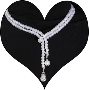 Pearl Necklace Earrings for Women,Chunky Vintage Large Pearl Choker Earrings Charm Statement Festival Wedding Bridesmaid Jewelry Set