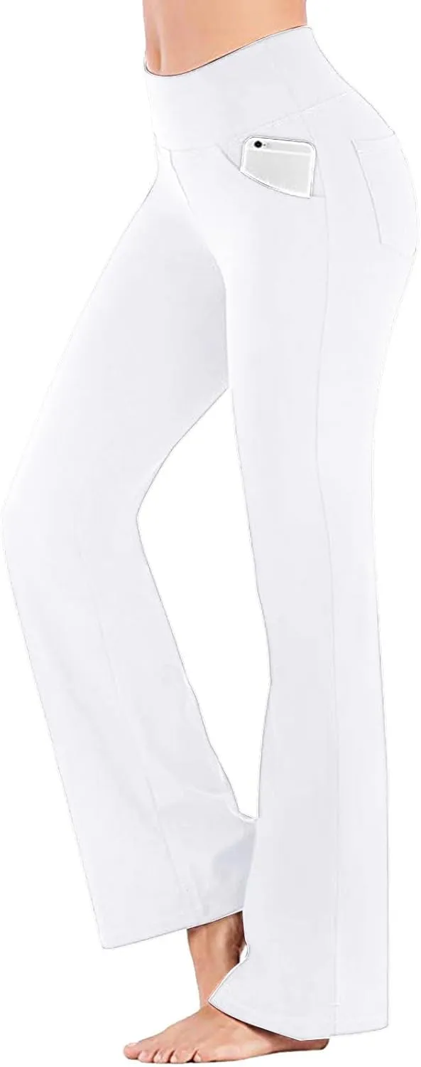 Plus Size Womens Yoga Pants Flare Leg Elastic High Waist Stretch Bootcuts Seamless Workout Bell Bottoms Leggings