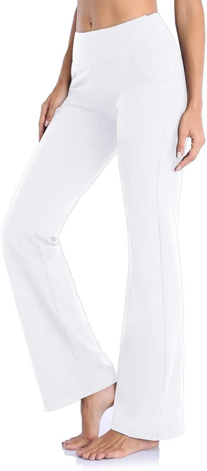 Plus Size Womens Yoga Pants Flare Leg Elastic High Waist Stretch Bootcuts Seamless Workout Bell Bottoms Leggings