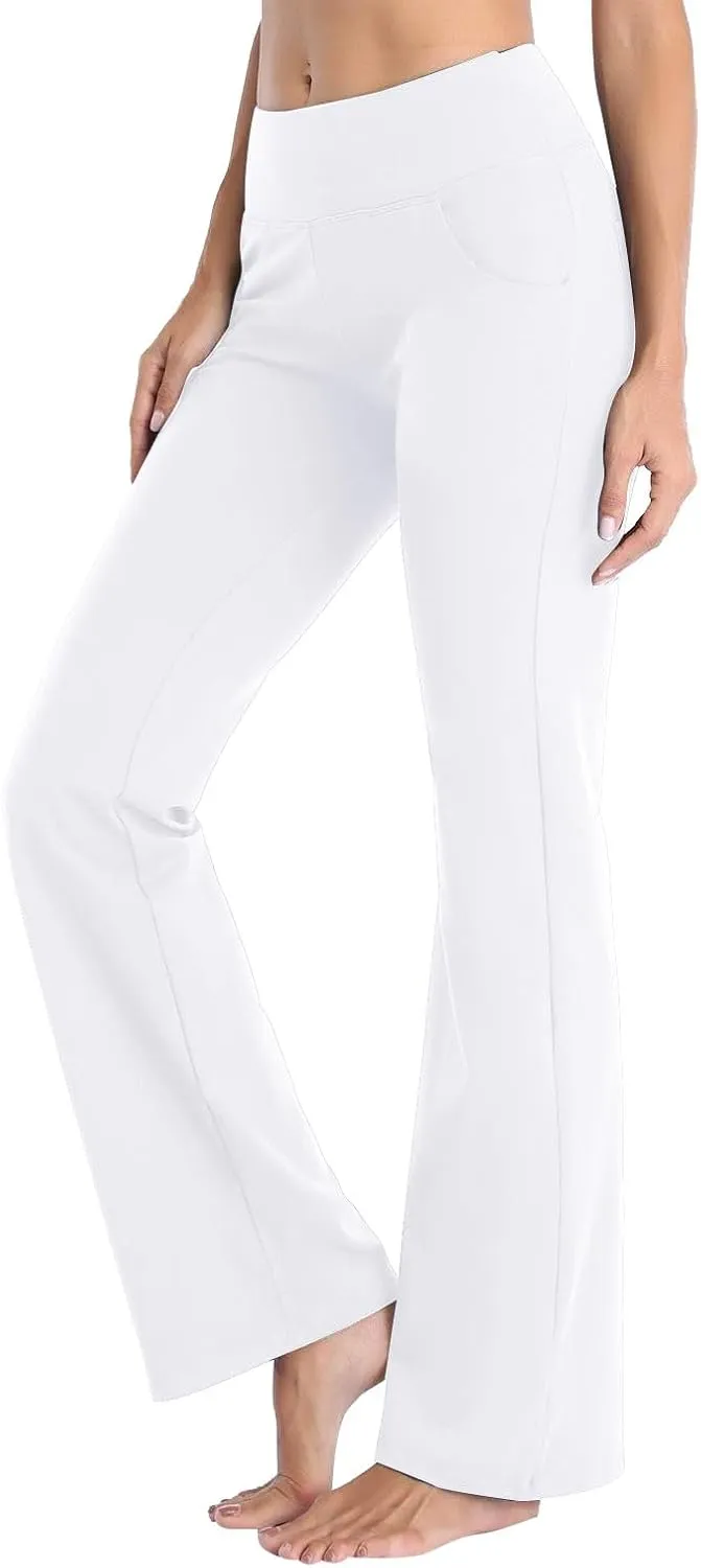 Plus Size Womens Yoga Pants Flare Leg Elastic High Waist Stretch Bootcuts Seamless Workout Bell Bottoms Leggings