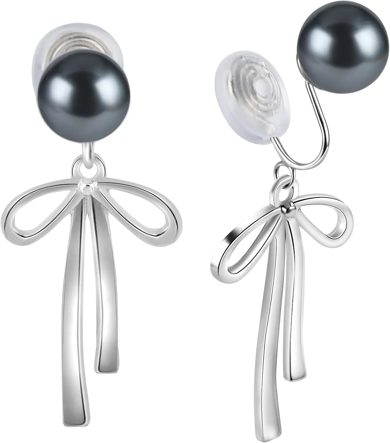 PLwelth Bow Earrings Pearl Drop Earrings for Women Cute Rhinestone Dangle Long Tassel Earrings Gifts for Her Christmas