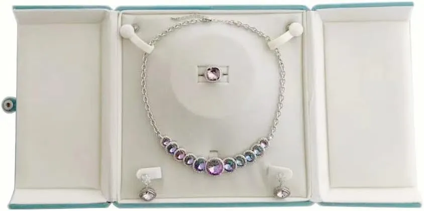 Premium Grade Aqua Jewelry Case for Necklace Earring Ring Set Premium Grade Unique Design Pearl Necklace Strands Box