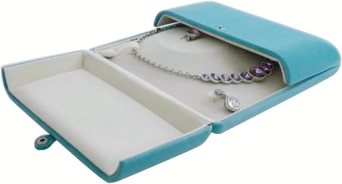 Premium Grade Aqua Jewelry Case for Necklace Earring Ring Set Premium Grade Unique Design Pearl Necklace Strands Box