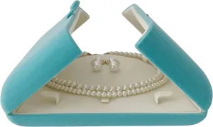 Premium Grade Aqua Jewelry Case for Necklace Earring Ring Set Premium Grade Unique Design Pearl Necklace Strands Box