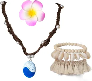Princess Costume Set Handmade Woven Ocean Pendant Boho Shell Anklet Halloween Party Costumes Dress Up Accessories for Women