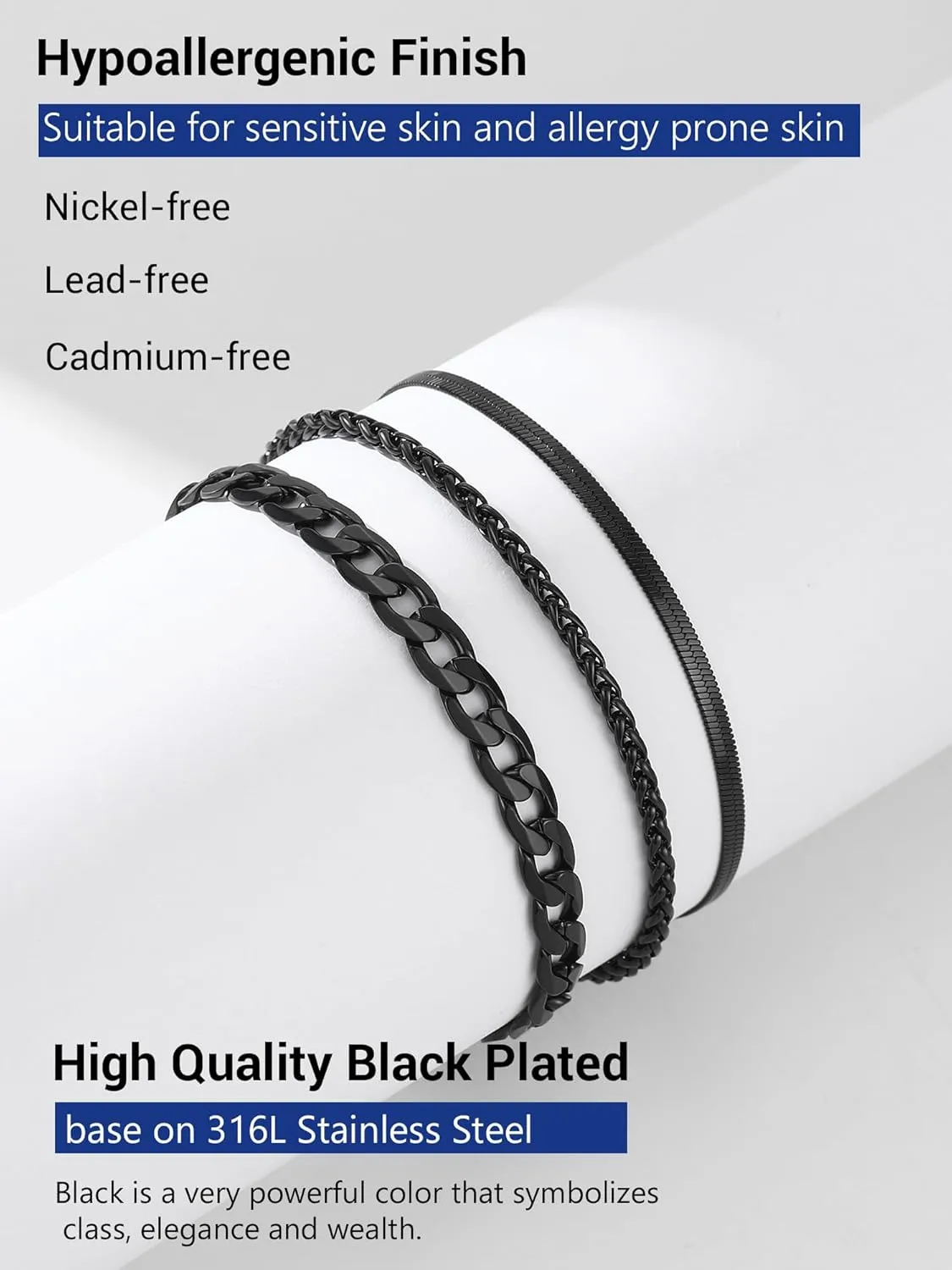 PROSTEEL Ankle Bracelets for Women, Layered Gold Anklets for Women Waterproof, Stainless Steel Cuban Link Anklets Set, 8.5"-10.5" Adjustable Anklet, Come with Box