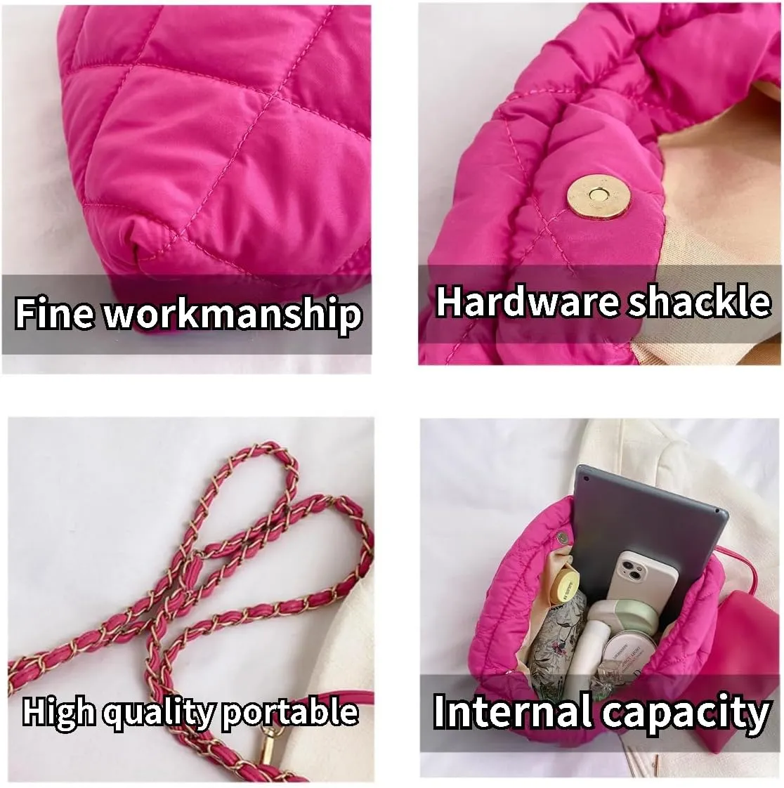 Puffer Purses for Women Shoulder Bag Puffy Crossbody Bags Quilted Tote Bag