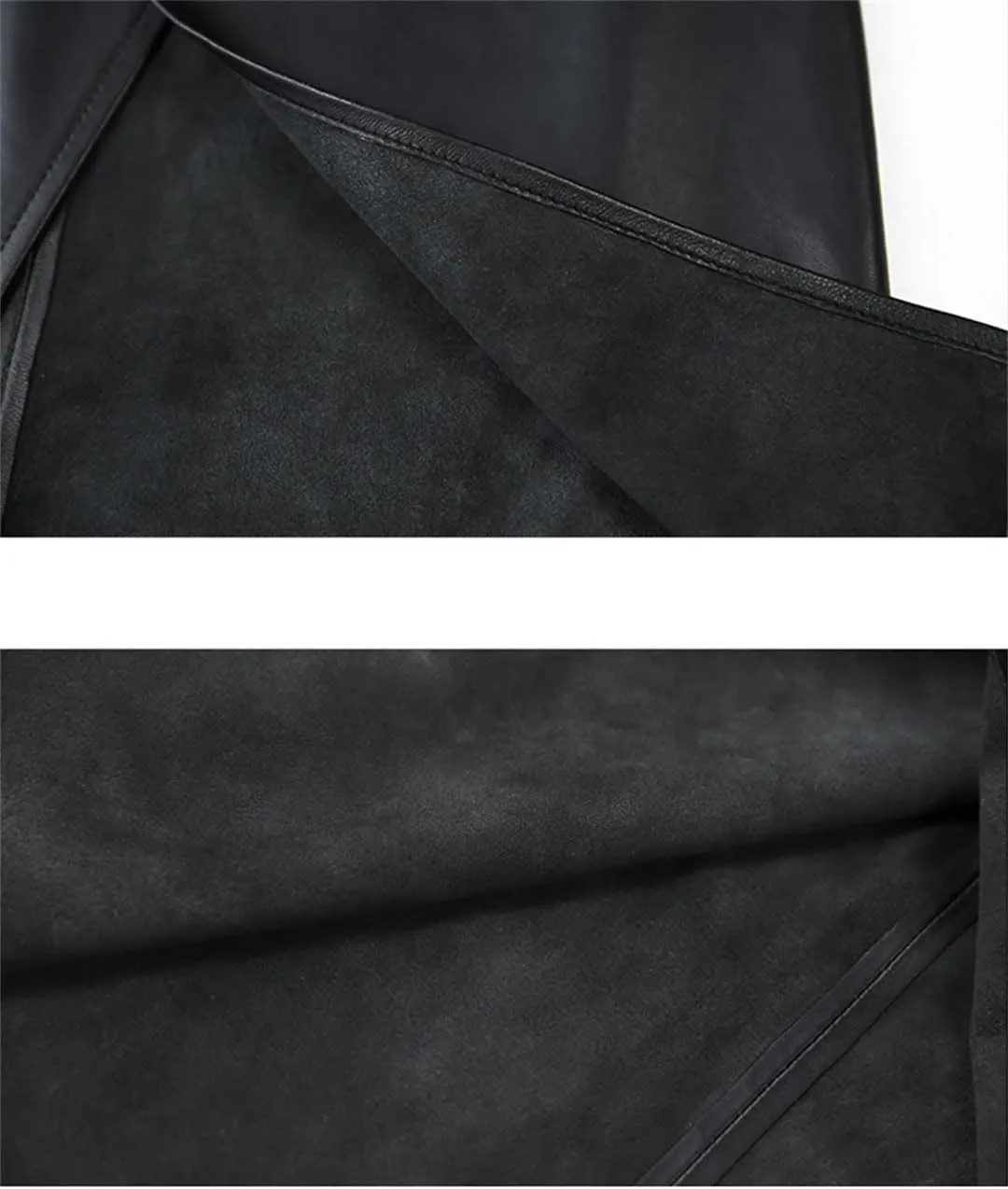 Pulcykp Women Leather Lace-Up Midi Skirt Asymmetric Knee-Length A-Line Skirt Wrap Sexy Streetwear Skirt