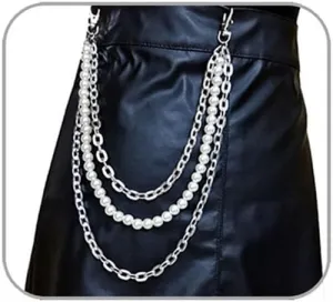 Punk Layered Pants Chain for Men Women, Silver Heart Cross Rivet Tassel Wallet Chains, Hip Hop Pocket Chains, Goth Jewelry Key Chain Wallet for Men