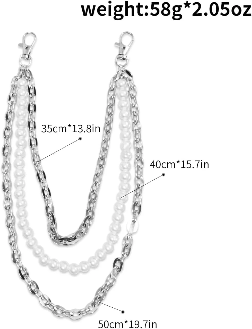 Punk Layered Pants Chain for Men Women, Silver Heart Cross Rivet Tassel Wallet Chains, Hip Hop Pocket Chains, Goth Jewelry Key Chain Wallet for Men
