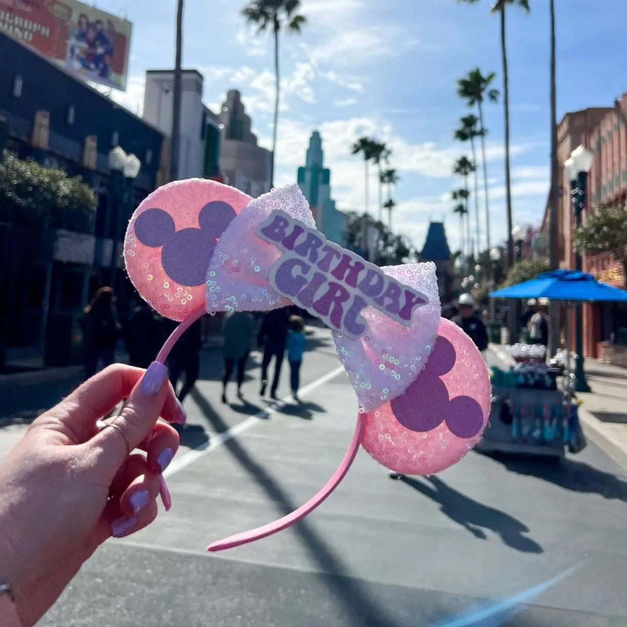 RAZKO Pink Minnie Ears Hair Accessory, Mouse Headband for Women Girls (Birthday Girl-Pink M)