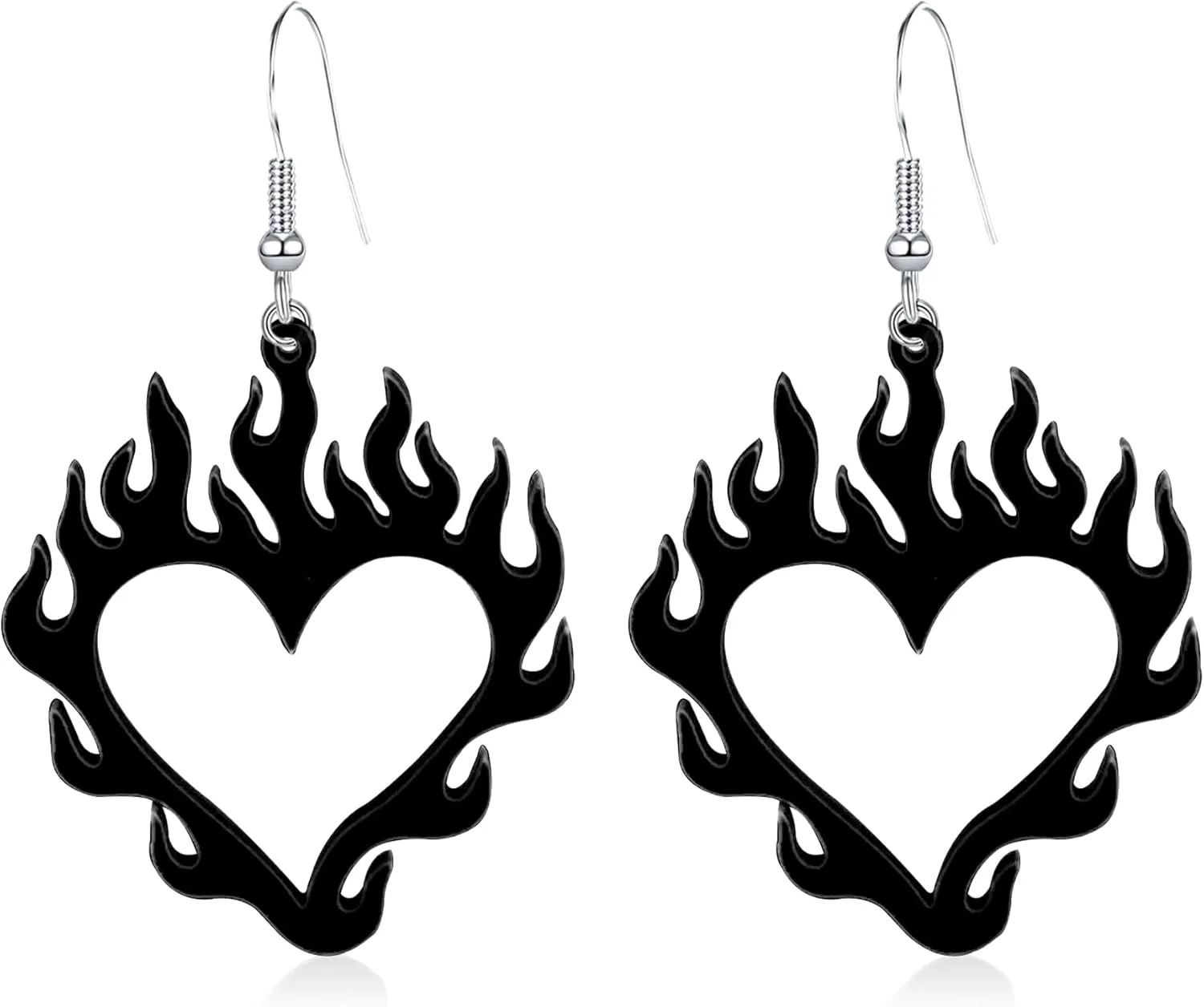 Red Light weight Halloween Acrylic Vavhoo Flame Heart Dangle Earrings Unique Charm Hollow Out Flame Love Heart Earrings for Women Friends Jewelry Gifts Punk