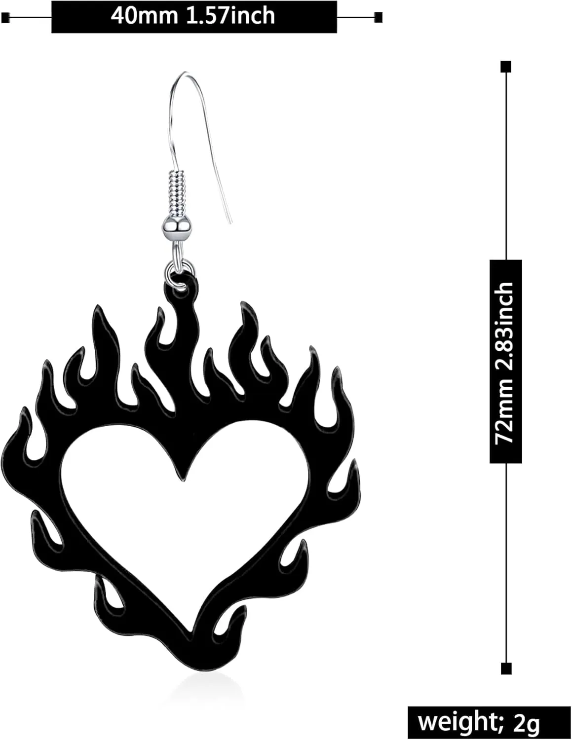Red Light weight Halloween Acrylic Vavhoo Flame Heart Dangle Earrings Unique Charm Hollow Out Flame Love Heart Earrings for Women Friends Jewelry Gifts Punk