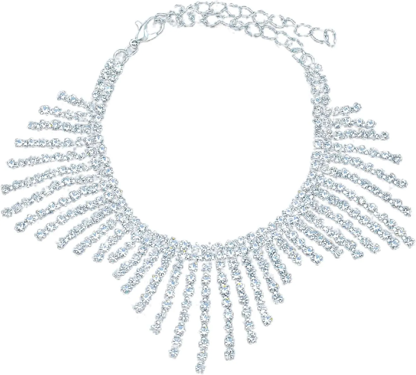 Rhinestone Anklet for Women Silver Adjustable Tassel Anklet Fashion Sexy Crystal Foot Chain