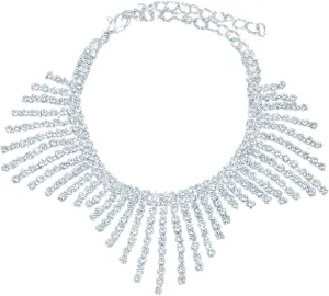 Rhinestone Anklet for Women Silver Adjustable Tassel Anklet Fashion Sexy Crystal Foot Chain