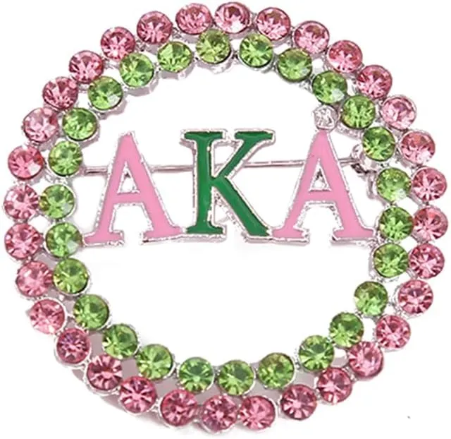 Rhinestone Greek Sorority Brooch for Women Girls My Best Friends Fashion Paraphernalia Lapel Pin Pink Green Crystal Jewelry for Sisters Ladies Sparkling Dress Accessory Sisterhood Graduation