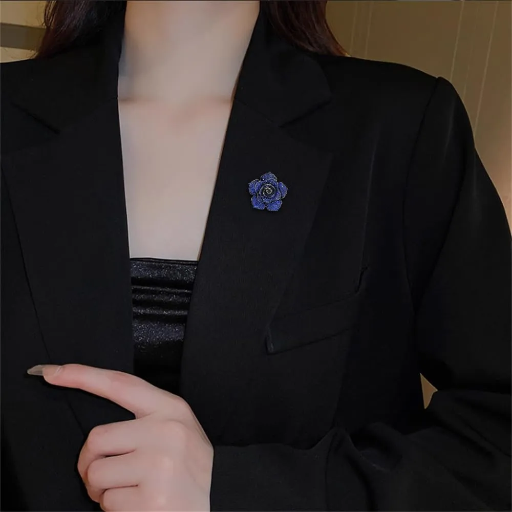 Rhinestone Rose Flower Brooch for Women Fashion Crystal Blossom Flower Brooches Lapel Pins Elegant Dress Accessories Jewelry Boutonniere Corsage for Hat Suit Valentine Mother Jewelry Wedding