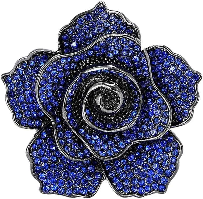 Rhinestone Rose Flower Brooch for Women Fashion Crystal Blossom Flower Brooches Lapel Pins Elegant Dress Accessories Jewelry Boutonniere Corsage for Hat Suit Valentine Mother Jewelry Wedding
