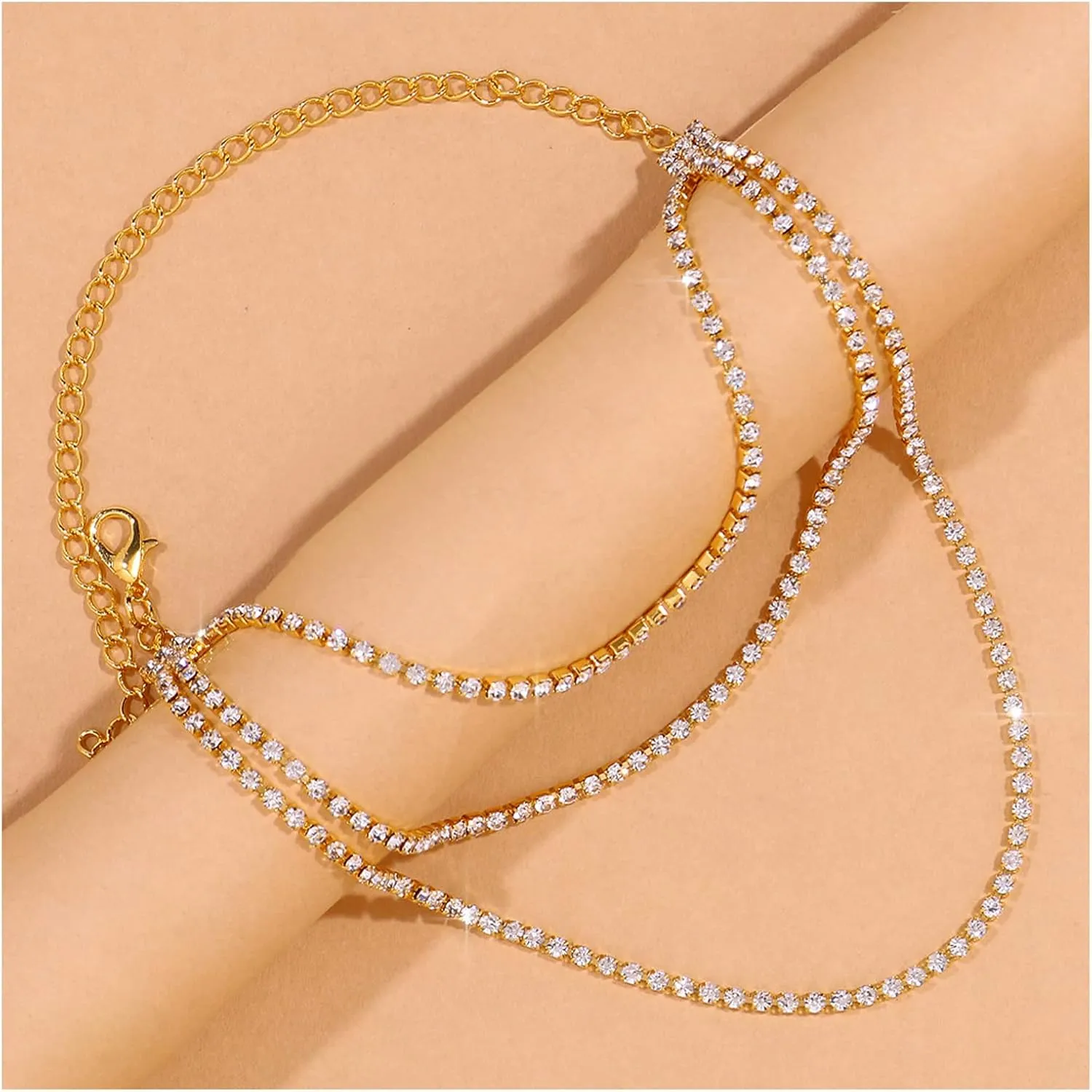 Rhinestone Tassel Anklet High Heel Decor Ankle Chain Crystal Foot Bracket Chain High Heel Accessories for Women