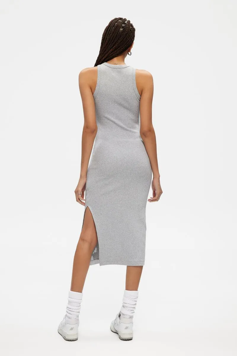 Ribbed Halter Dress | Heather Grey