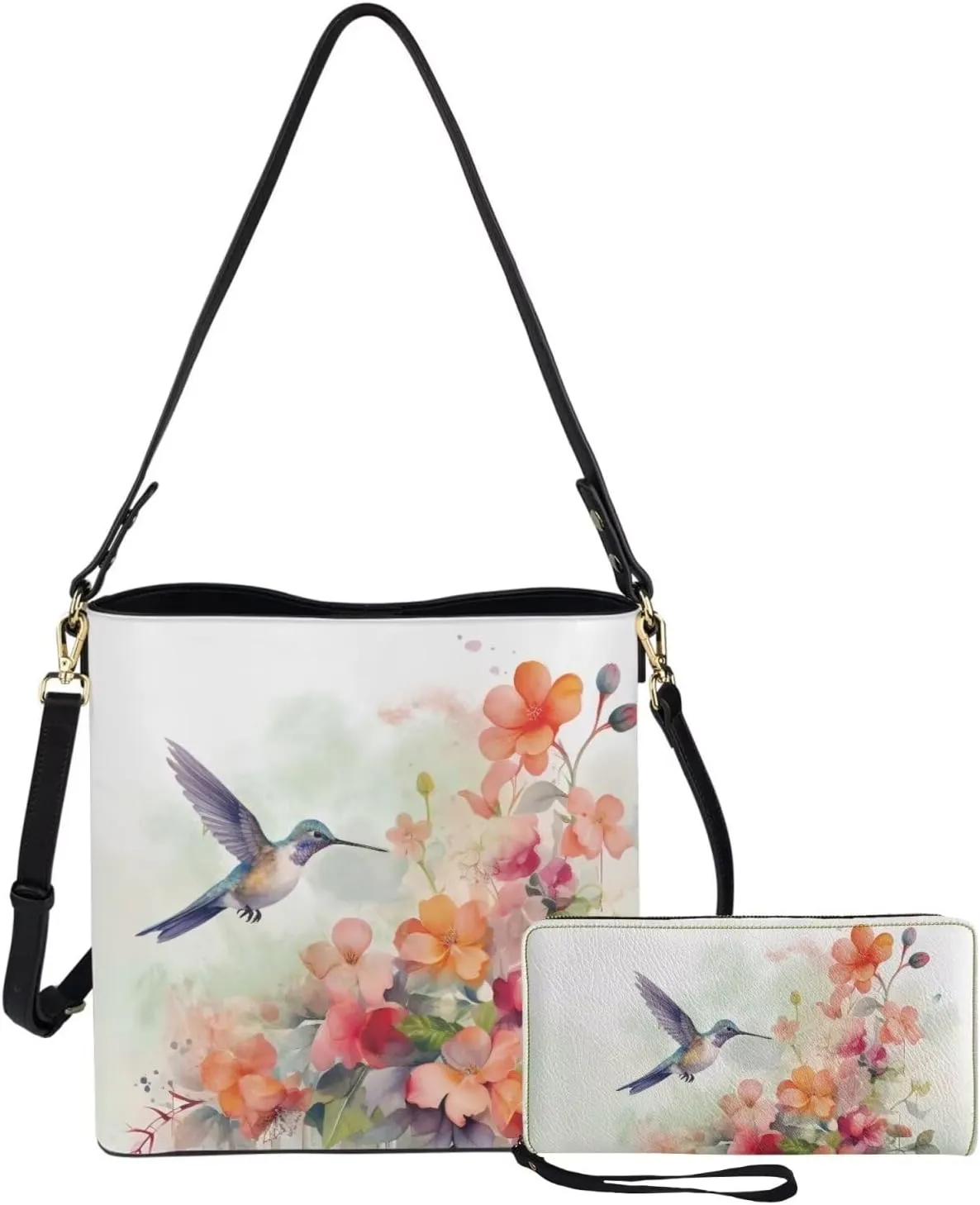 Rnyleeg Leather Crossbody Bags for Women Hobo Tote Bag Waterproof Shoulder Bag with Matching Purse Long Wallet Set 2-piece