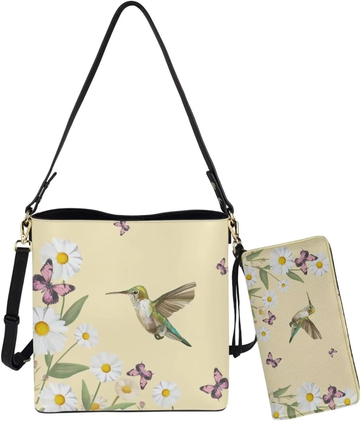 Rnyleeg Leather Crossbody Bags for Women Hobo Tote Bag Waterproof Shoulder Bag with Matching Purse Long Wallet Set 2-piece
