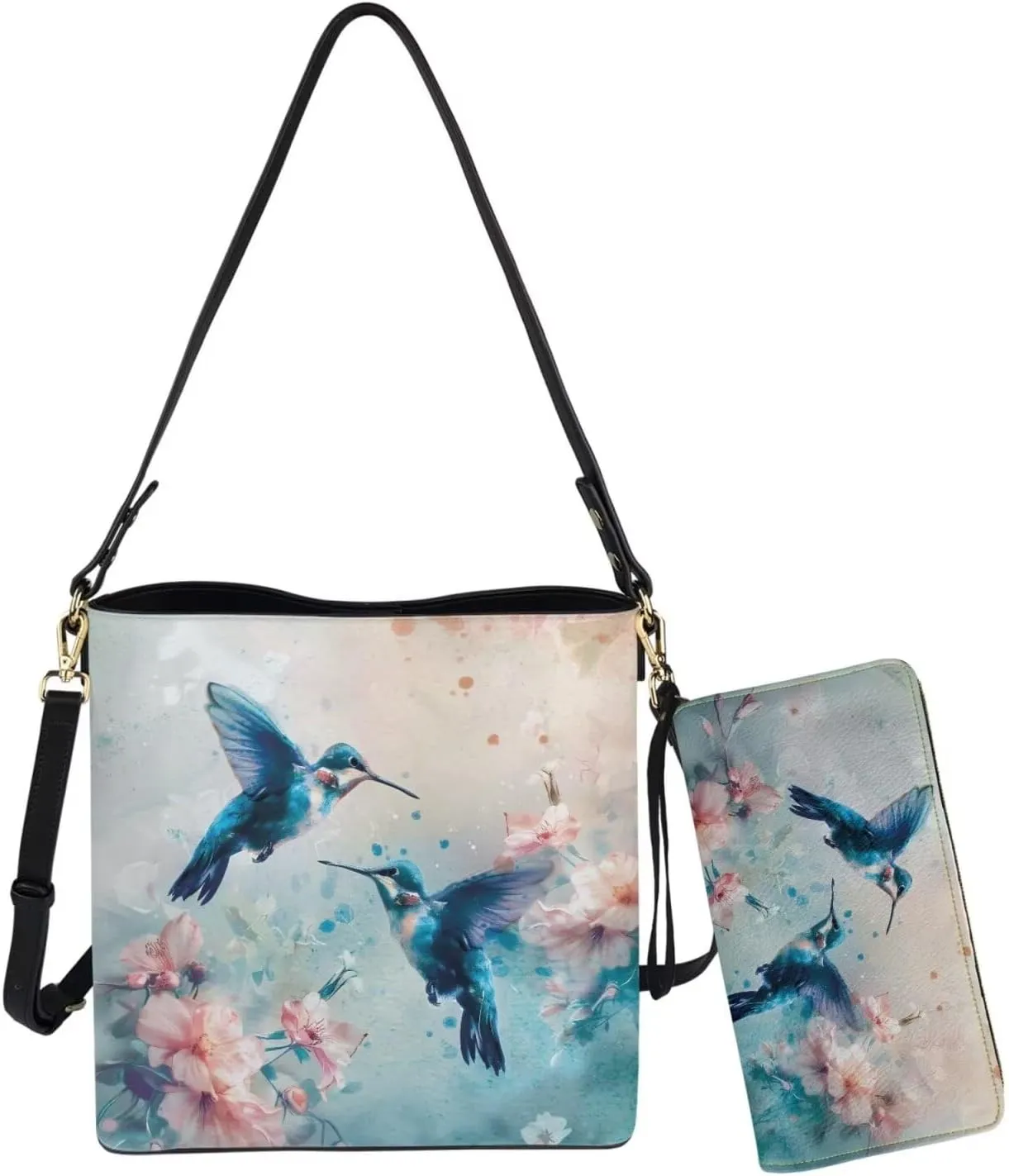 Rnyleeg Leather Crossbody Bags for Women Hobo Tote Bag Waterproof Shoulder Bag with Matching Purse Long Wallet Set 2-piece
