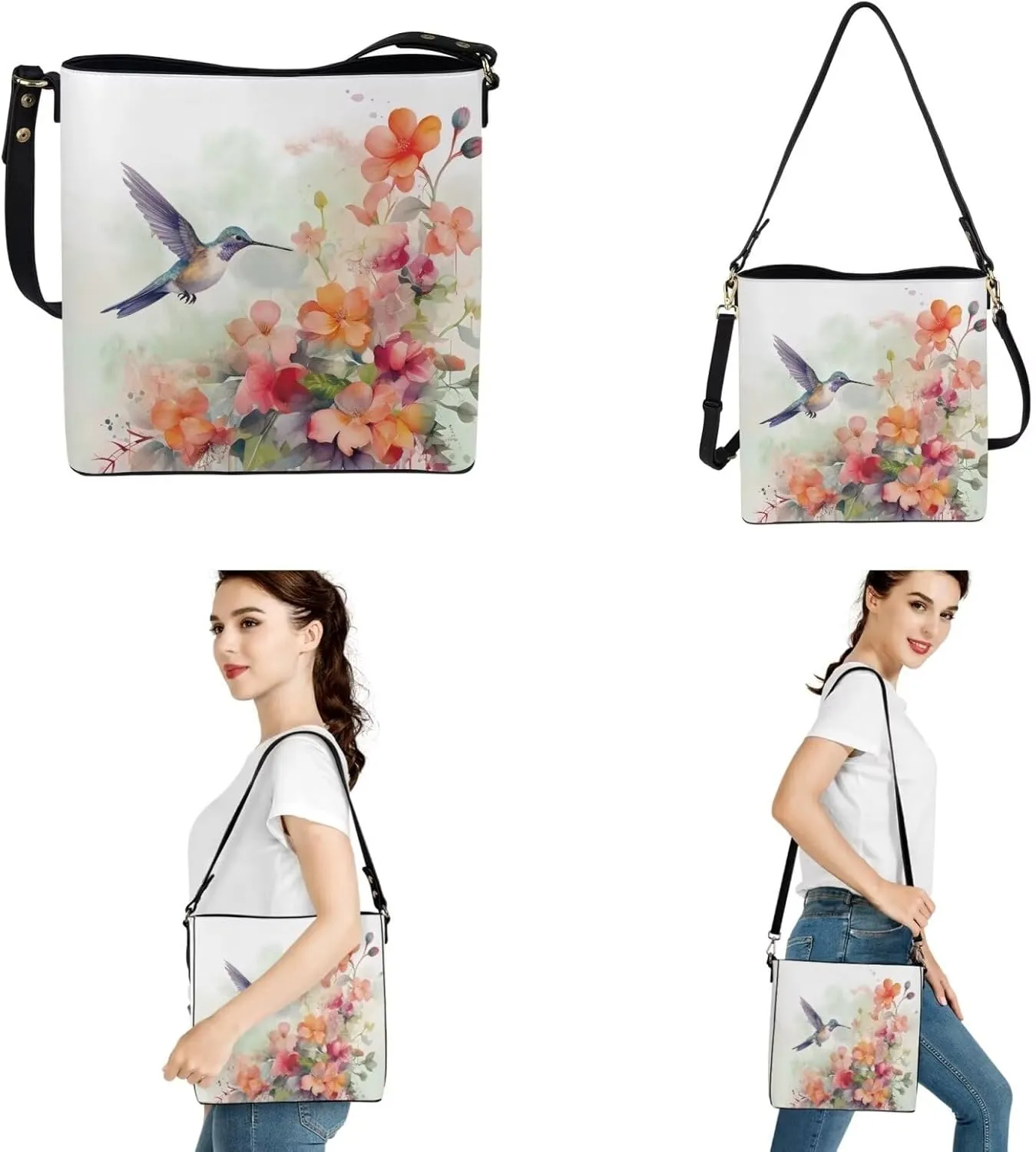 Rnyleeg Leather Crossbody Bags for Women Hobo Tote Bag Waterproof Shoulder Bag with Matching Purse Long Wallet Set 2-piece