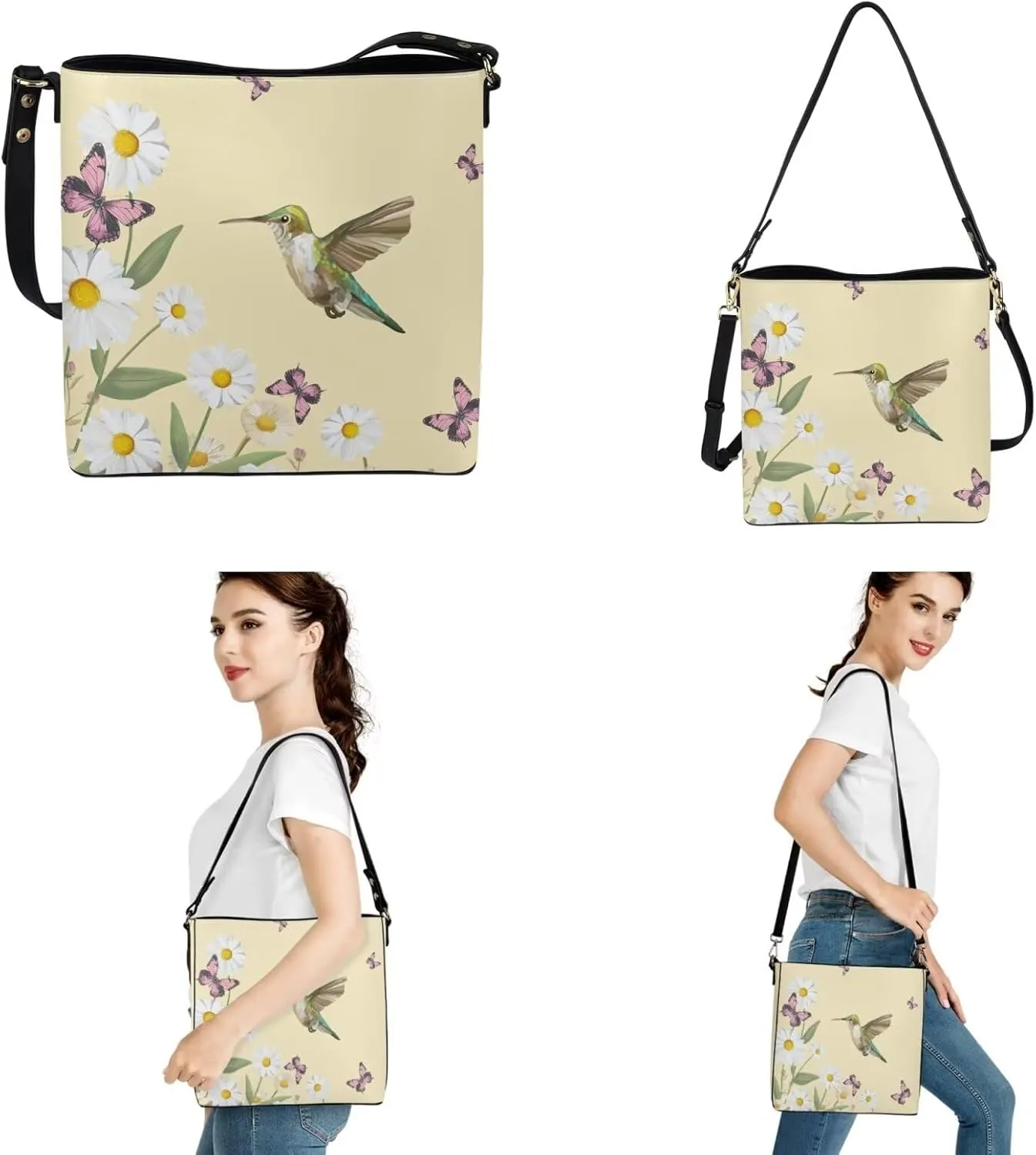 Rnyleeg Leather Crossbody Bags for Women Hobo Tote Bag Waterproof Shoulder Bag with Matching Purse Long Wallet Set 2-piece