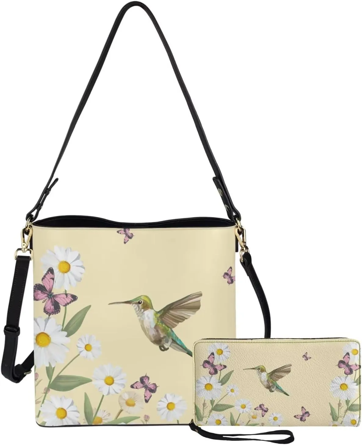 Rnyleeg Leather Crossbody Bags for Women Hobo Tote Bag Waterproof Shoulder Bag with Matching Purse Long Wallet Set 2-piece