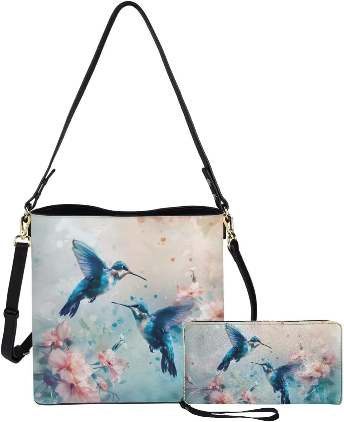 Rnyleeg Leather Crossbody Bags for Women Hobo Tote Bag Waterproof Shoulder Bag with Matching Purse Long Wallet Set 2-piece