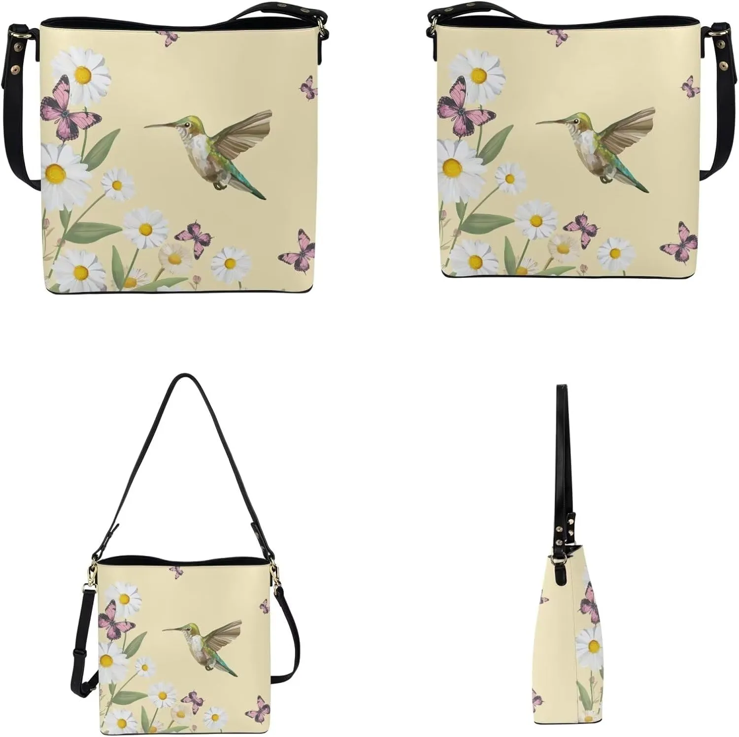 Rnyleeg Leather Crossbody Bags for Women Hobo Tote Bag Waterproof Shoulder Bag with Matching Purse Long Wallet Set 2-piece