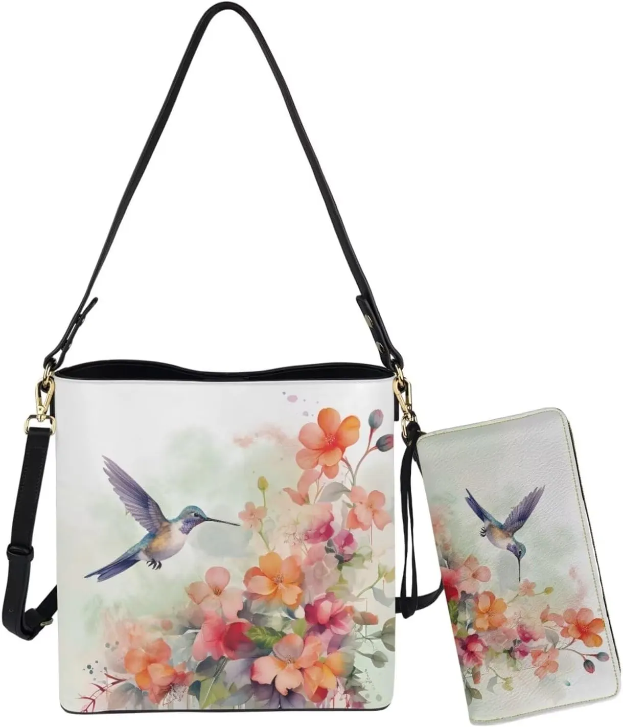 Rnyleeg Leather Crossbody Bags for Women Hobo Tote Bag Waterproof Shoulder Bag with Matching Purse Long Wallet Set 2-piece