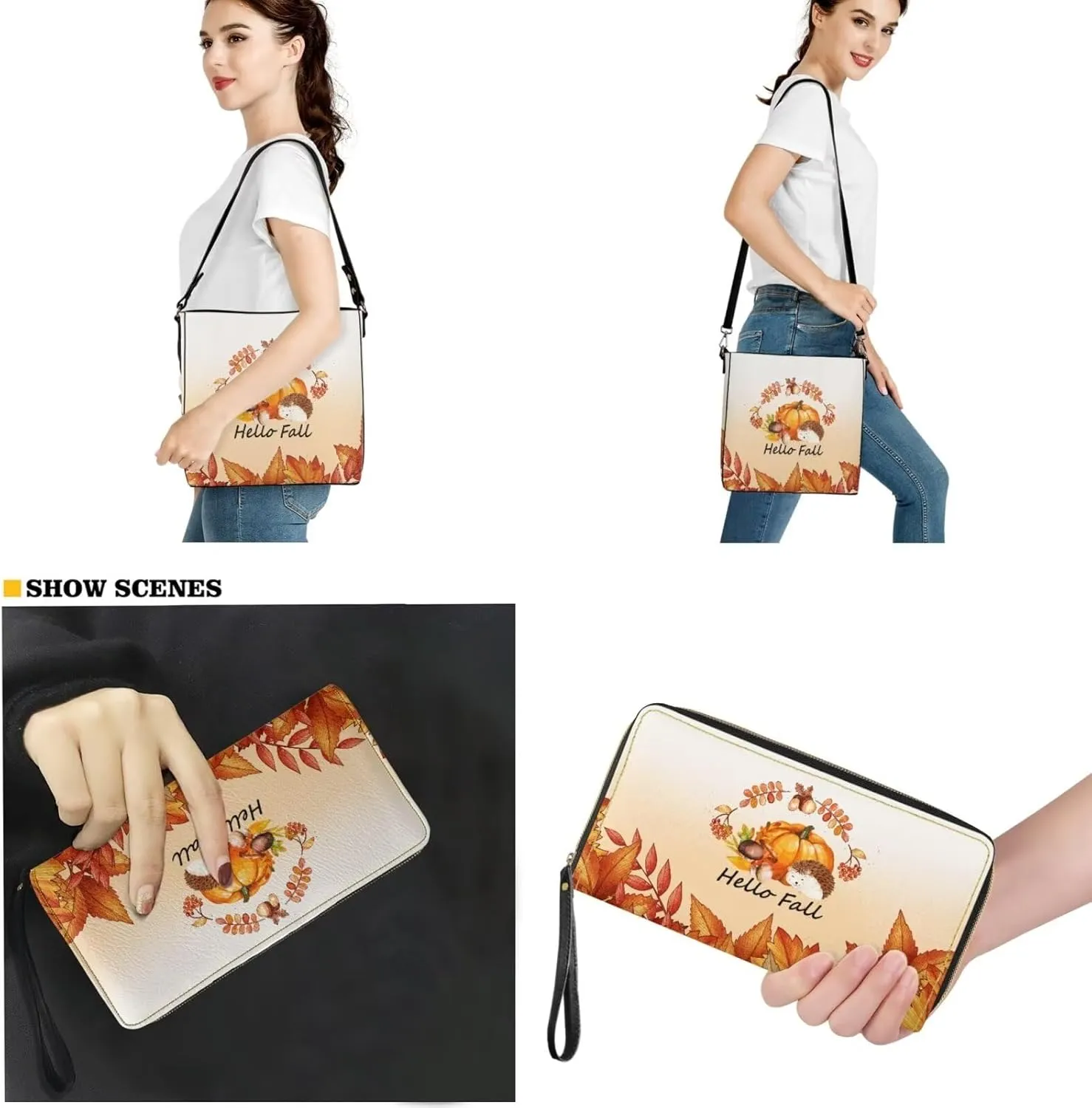 Rnyleeg Leather Crossbody Bags Hobo Shoulder Bag for Women Portable Handbag with 2 PCS Adjustable Strap Matching Small Wallet