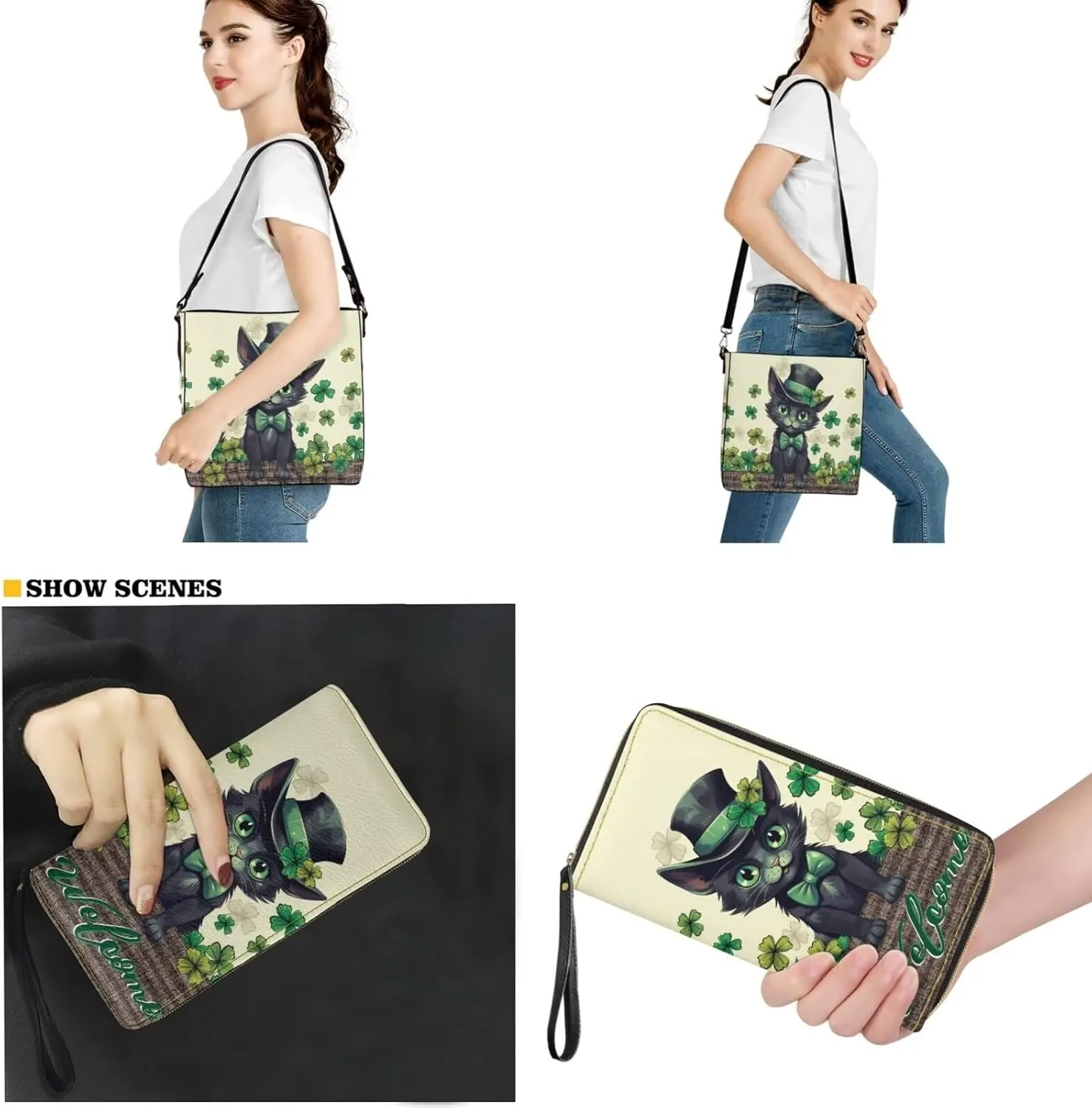 Rnyleeg Leather Crossbody Bags Hobo Shoulder Bag for Women Portable Handbag with 2 PCS Adjustable Strap Matching Small Wallet