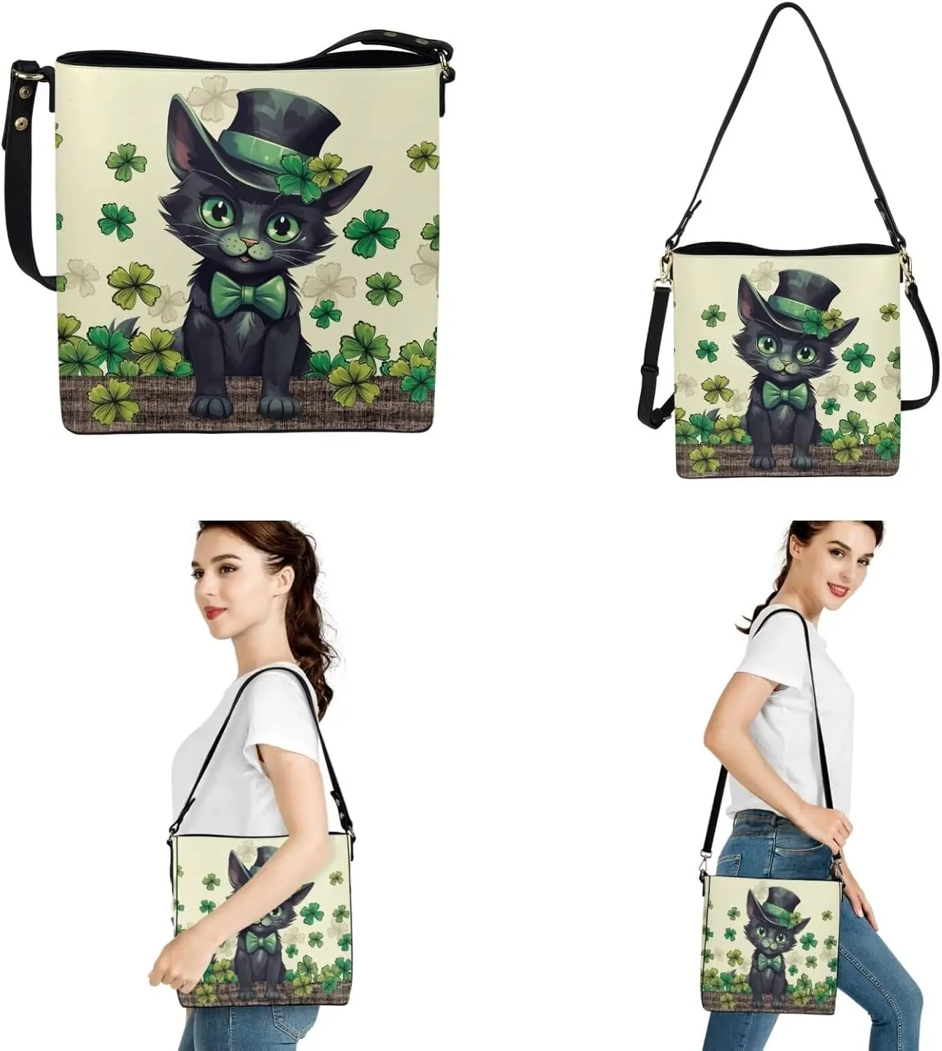 Rnyleeg Leather Crossbody Bags Hobo Shoulder Bag for Women Portable Handbag with 2 PCS Adjustable Strap Matching Small Wallet