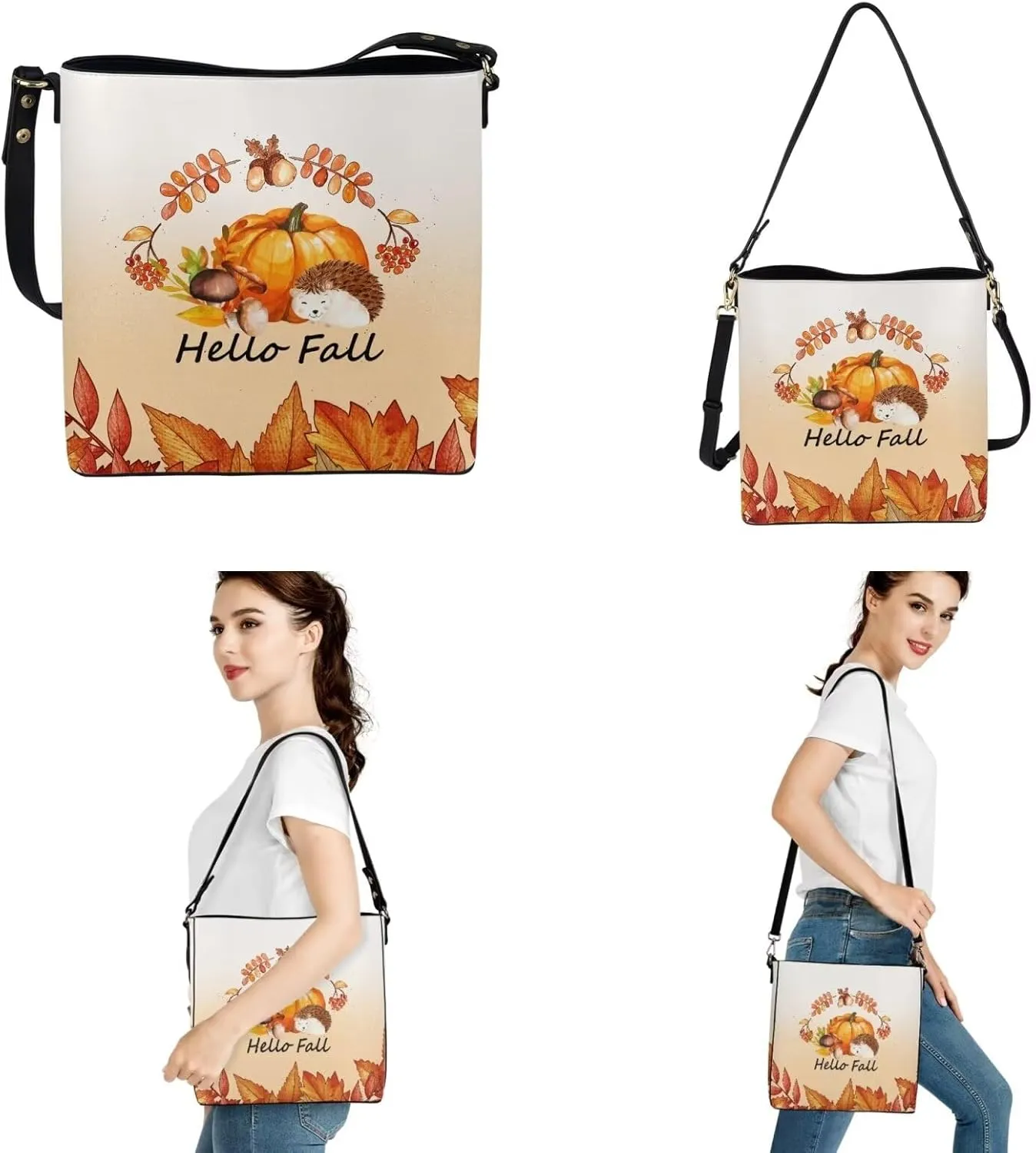 Rnyleeg Leather Crossbody Bags Hobo Shoulder Bag for Women Portable Handbag with 2 PCS Adjustable Strap Matching Small Wallet